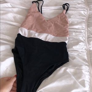 Color block one piece